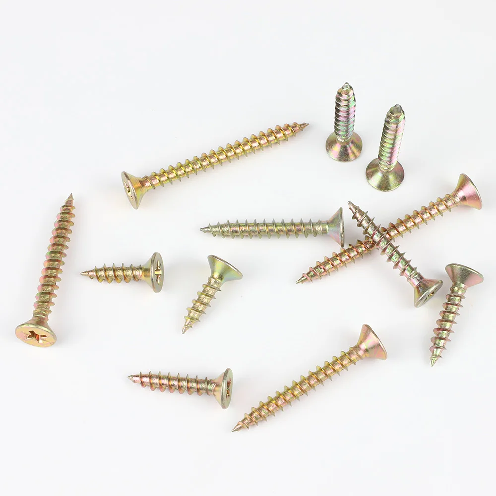 NINDEJIN DC-XWBD Cross Flat Head Wood Screws M3.5-M5 Yellow Zinc Plated - Image 5