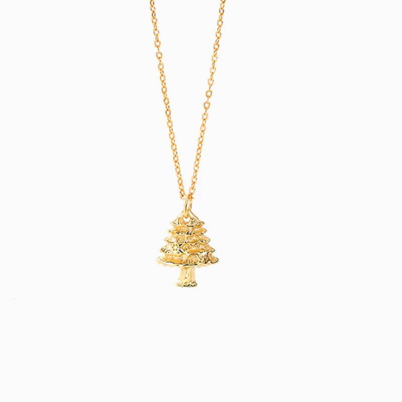 

HOYON Christmas Tree Pendant 925 Sterling Silver Chain 18K Gold Coating Necklace for Women's Collarbone Chain New Year Gift