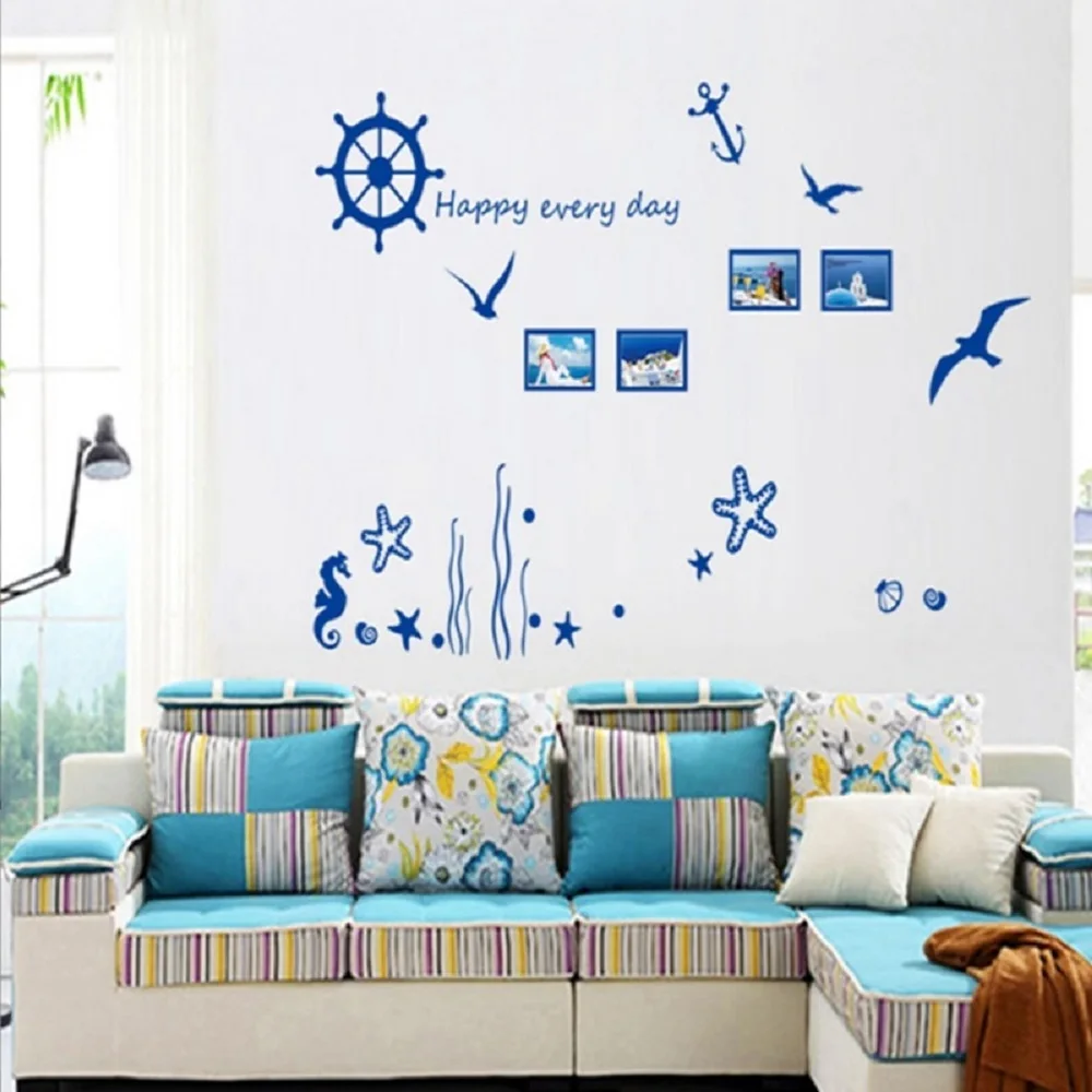 

Marine Corals Seaweed Frame Collocation Can Remove The Wall Household Adornment Wall Stickers