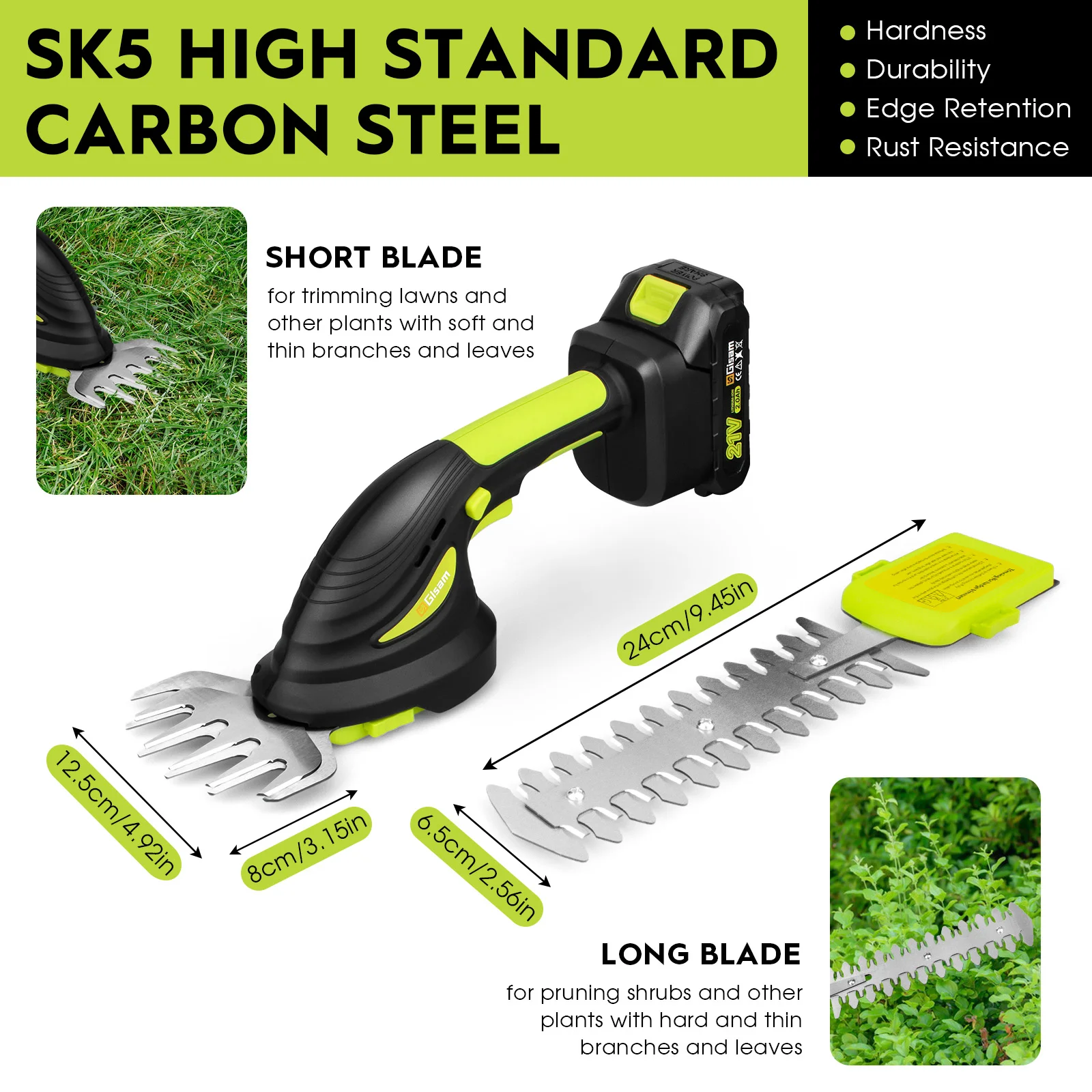 2 IN 1 Brushless Cordless Electric Hedge Trimmer Handheld Home Shrub Weeding Pruning Mower Garden Tools For Makita 18V Battery 3