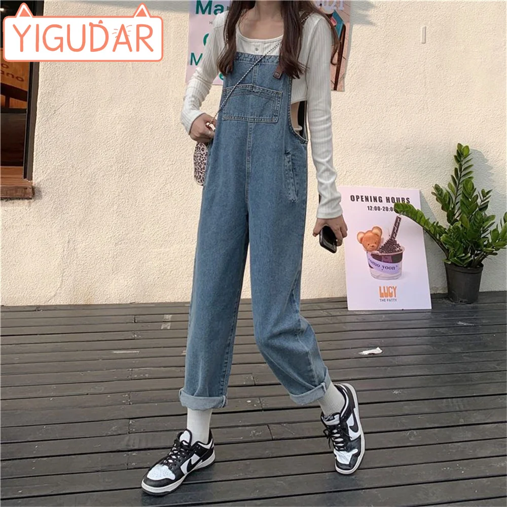 

Wide Legged Denim Strap Pants For Pregnant Women Clothing Korean Version Loose Vintage Reduced Small Maternity Clothes Pants