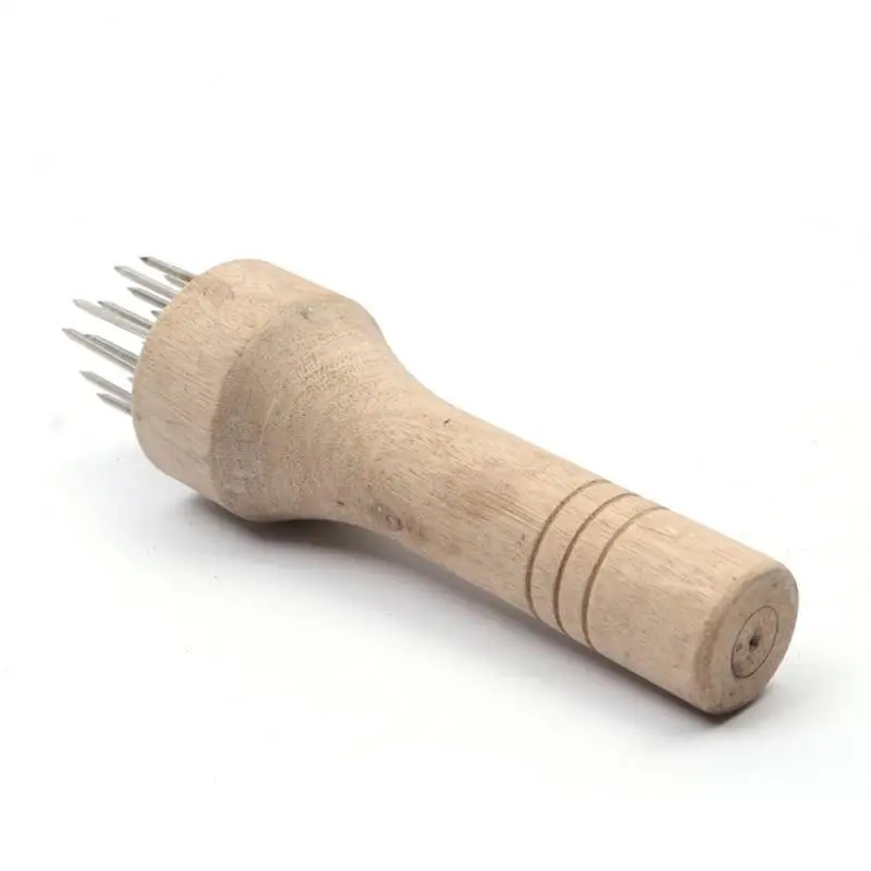 Stainless steel meat needles pounders with wooden handle meat tenderizer for beef steak kitchen tool