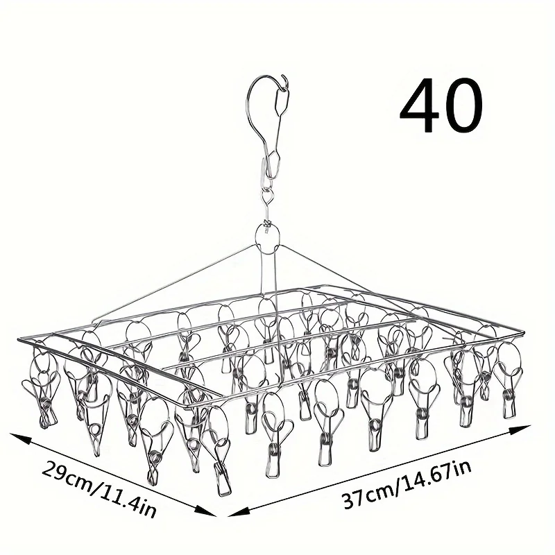 Stainless Steel Windproof Clothes Hanger Household Clothes Hanger Clip Multi-functional Baby Children Dormitory Sock Drying Rack 6