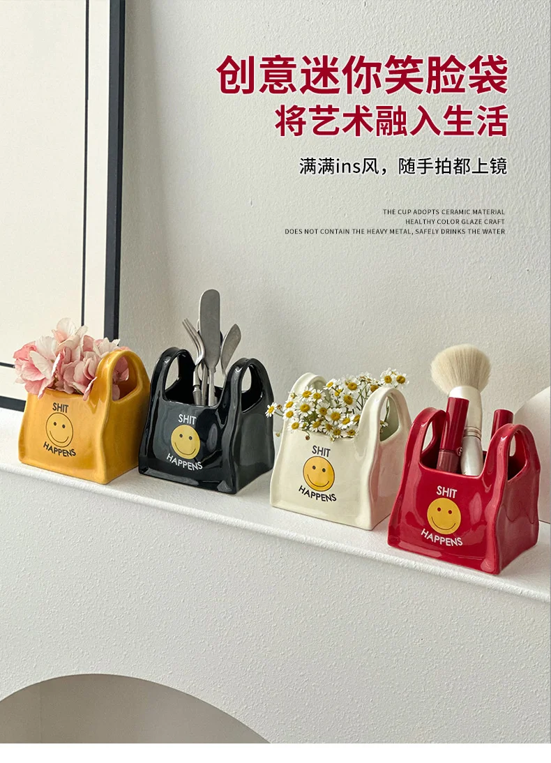 Description Picture 2 of itemCreative Ceramic Pen Holder Remote Control Stationery Storage Box Makeup Pen Storage Bucket Small Ornament Home Decoration