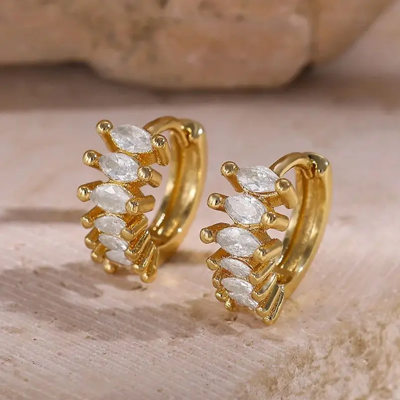 Marquise CZ Hoop Earrings for Women