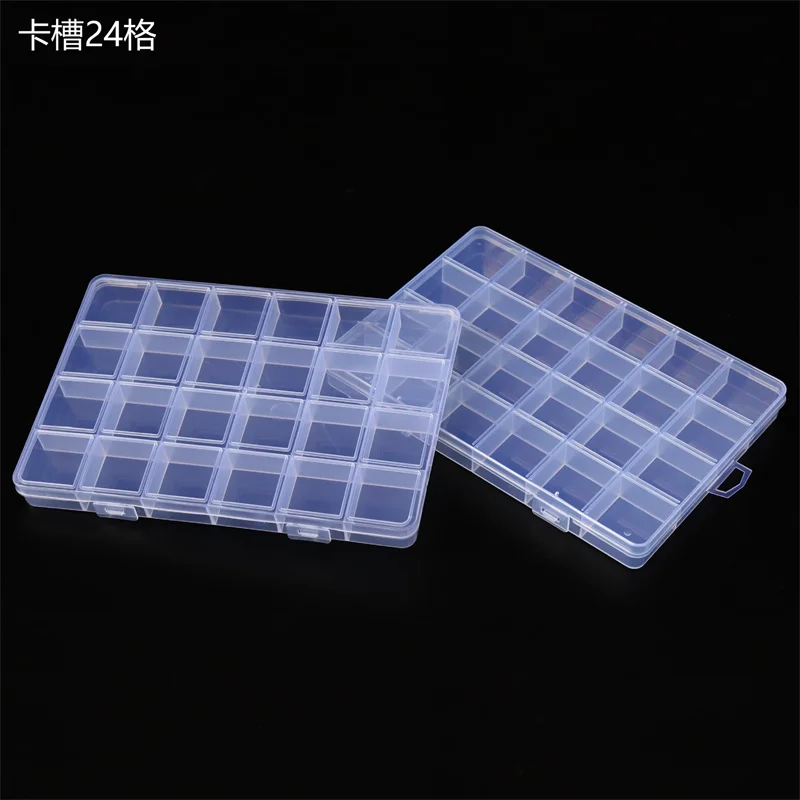 Jewelry Storage Box 15 24 28 Grid Transparent Fixed With Slot Beaded Anti-string Grid Plastic Parts Division