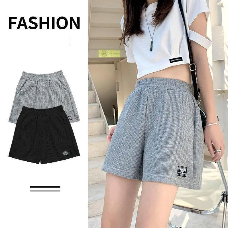 

Women Summer Casual Bottoms Shorts Fashion Breathable Plus Size Shorts Female Elastic Waist Sports Short Pants BF Streetwear New