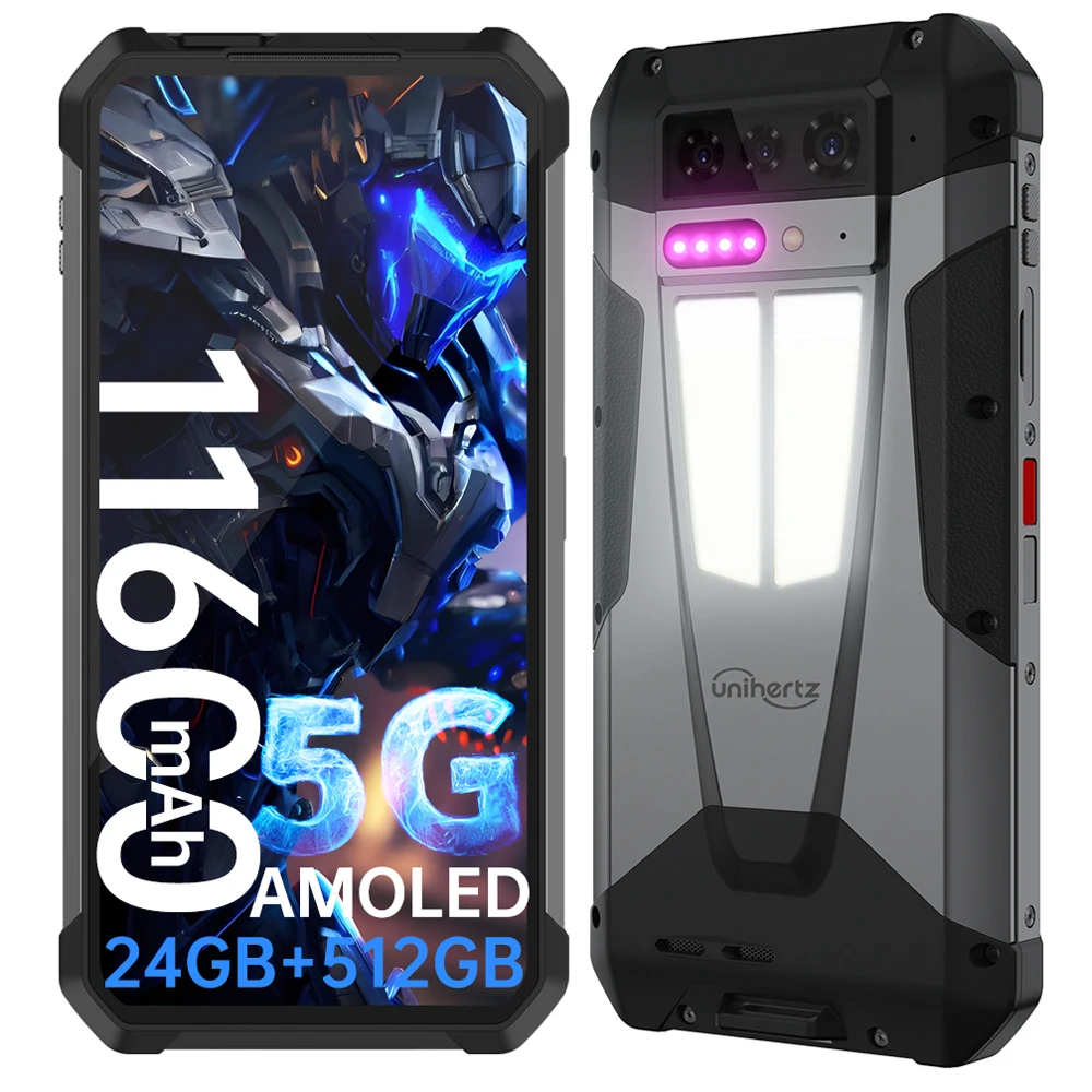 Unihertz by 8849 Tank 4 Rugged Phone Built-in 720P Projector Phone 5G AMOLED Screen Dimensity 7300 24+512GB 11600mAh WIFI 6 NFC