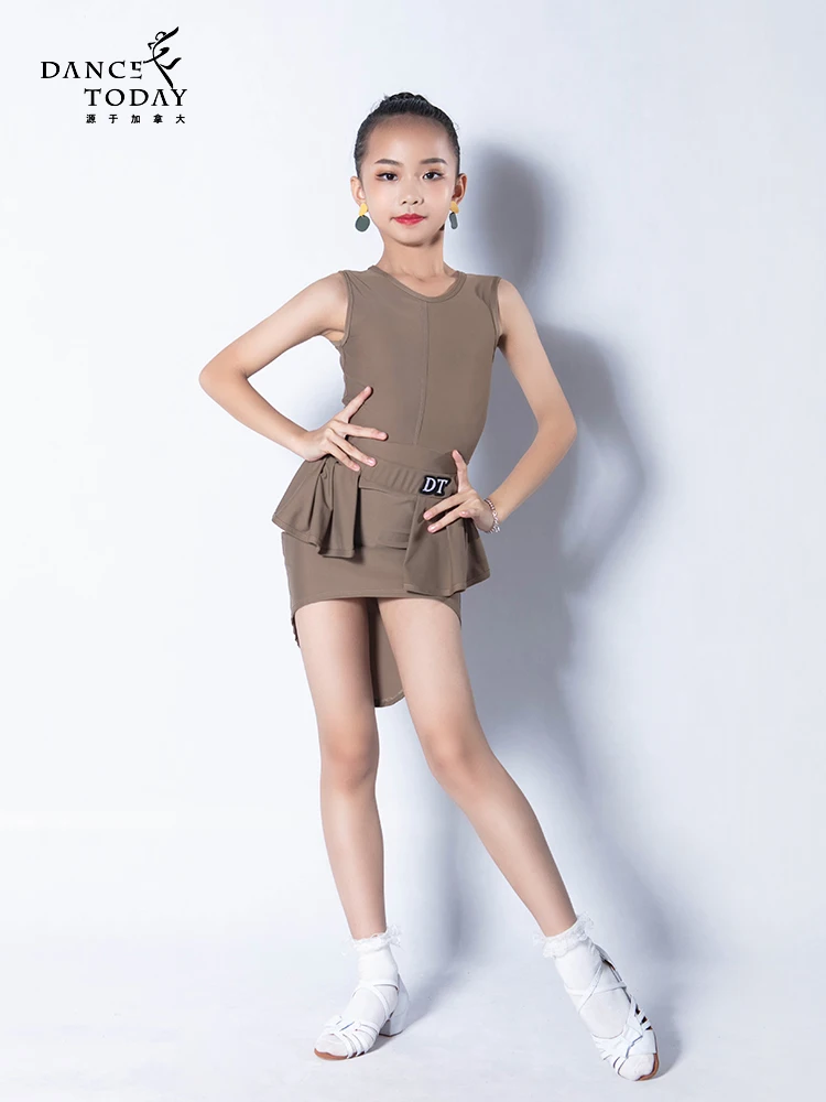 

Children Summer Sleeveless Latin Dance Dress Professional Competition Costume for Girls Practice Clothes Dance Dress L22148