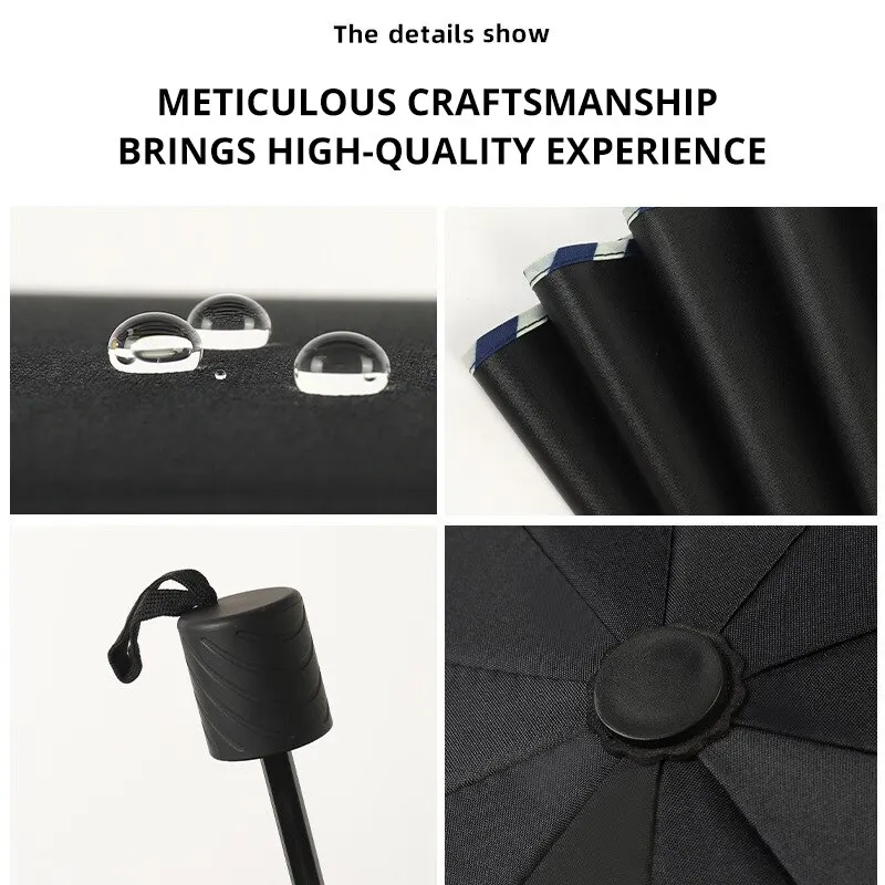 Folding Umbrella Ten Bones Bumper Wind-resistant Rainproof Cloth Dualuse