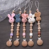 Baby Beech Teether Pacifier Chain Cartoon Animal Handmade Wood Teether Chain Baby Pacifier Clips Nipple Clip Teething Chew Toys 2