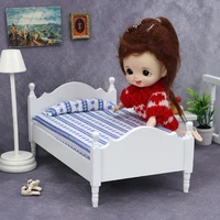 ✰ ✪ 1 pièce de décoration DIY, lit simple blanc miniature 1:12 pour maison de poupée, modèle de mobilier miniature, scène de chambre à coucher, lit pour maison de poupée 2