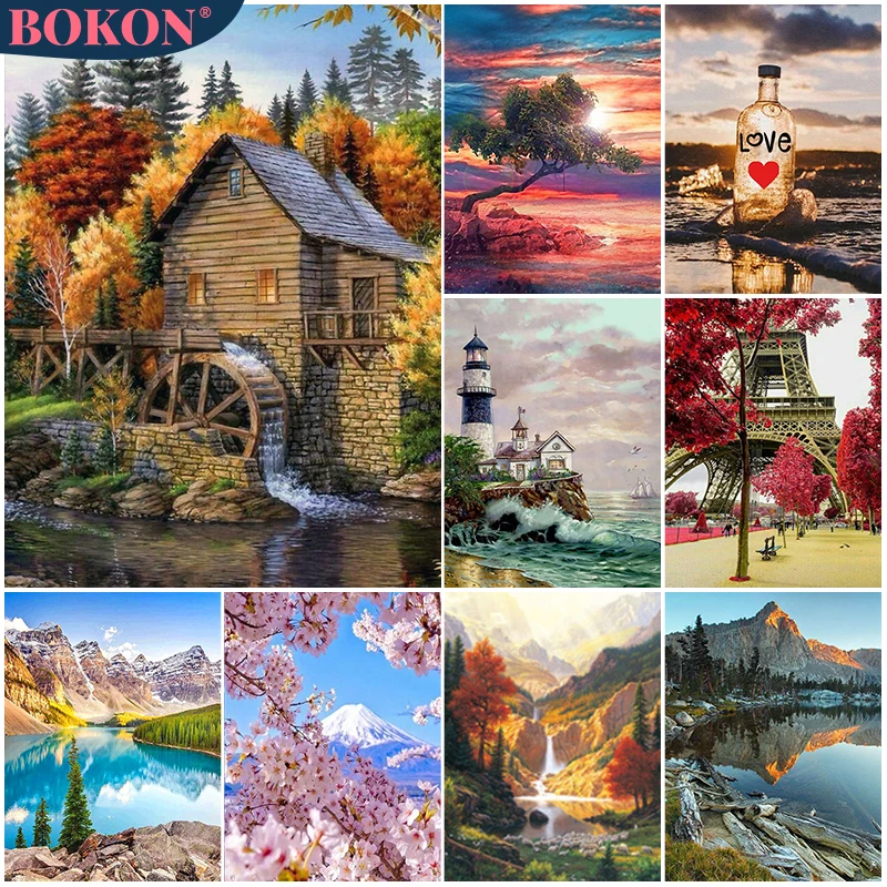 

5D Landscape Diamond Painting Lake Mountain Forest Full Square/Round Diamond Embroidery Mosaic Art Home DIY Decoration Gift