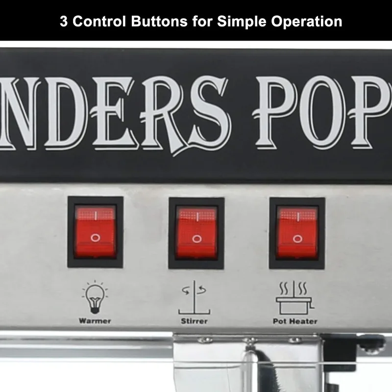 Popcorn Machine 8 Ounce Kettle Makes Up to 32 Cups Commercial Countertop Maker