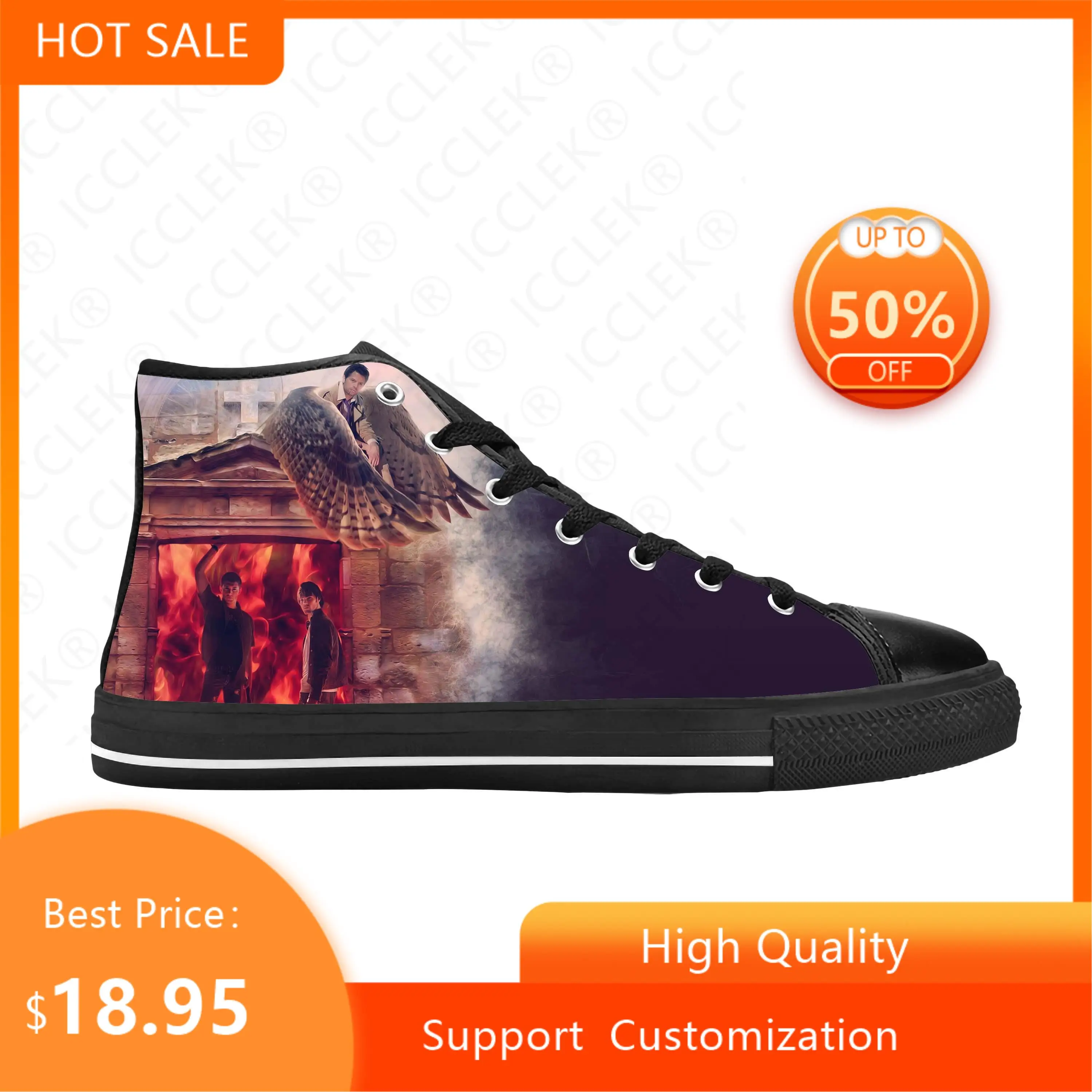 Supernatural Winchester Bros Horror Anime Cartoon Casual Cloth Shoes High Top Comfortable Breathable 3D Print Men Women Sneakers 4