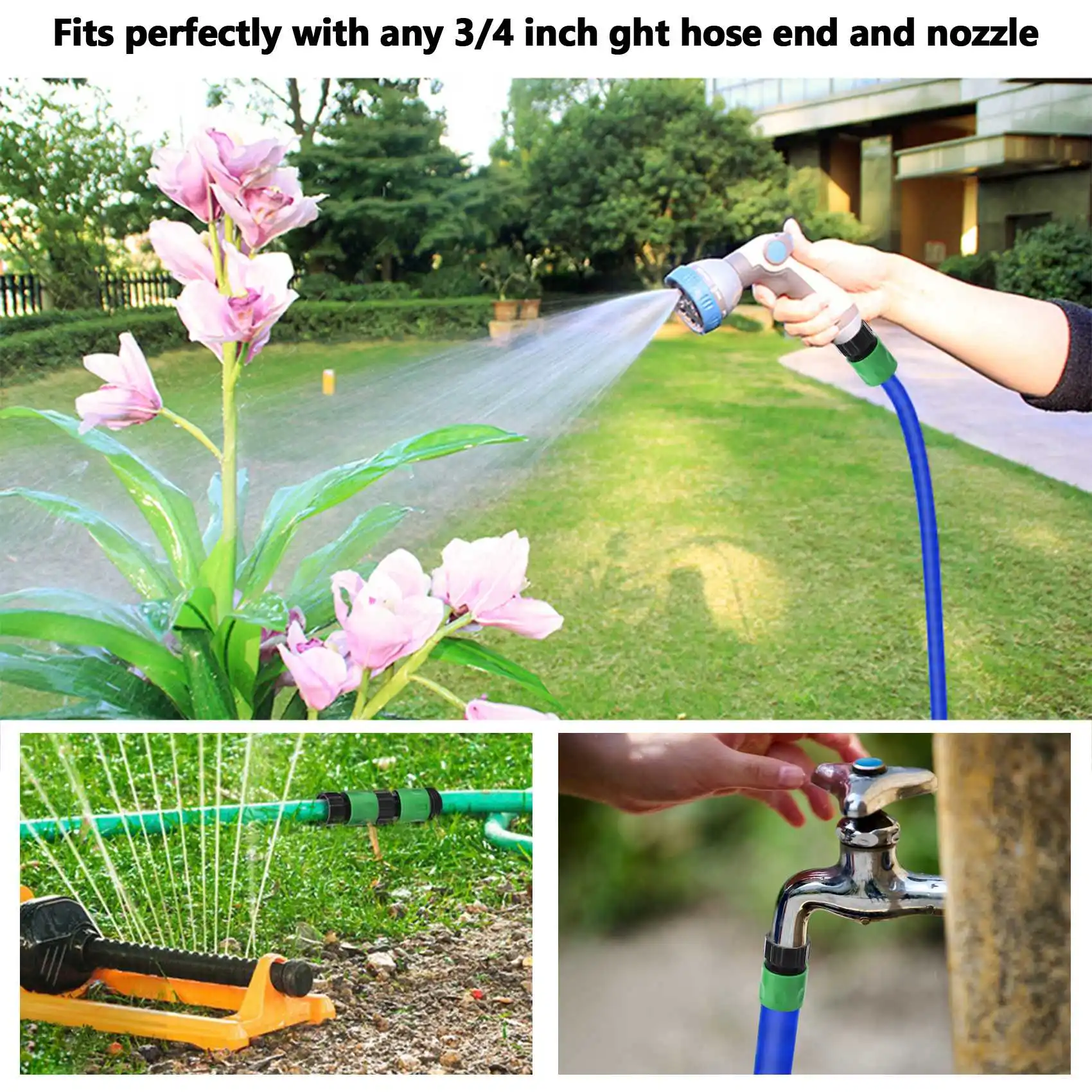 Garden Quick Connect Release Water Hose Fittings Plastic Connectors, Male & Female 3/4 Inch GHT 10Pcs