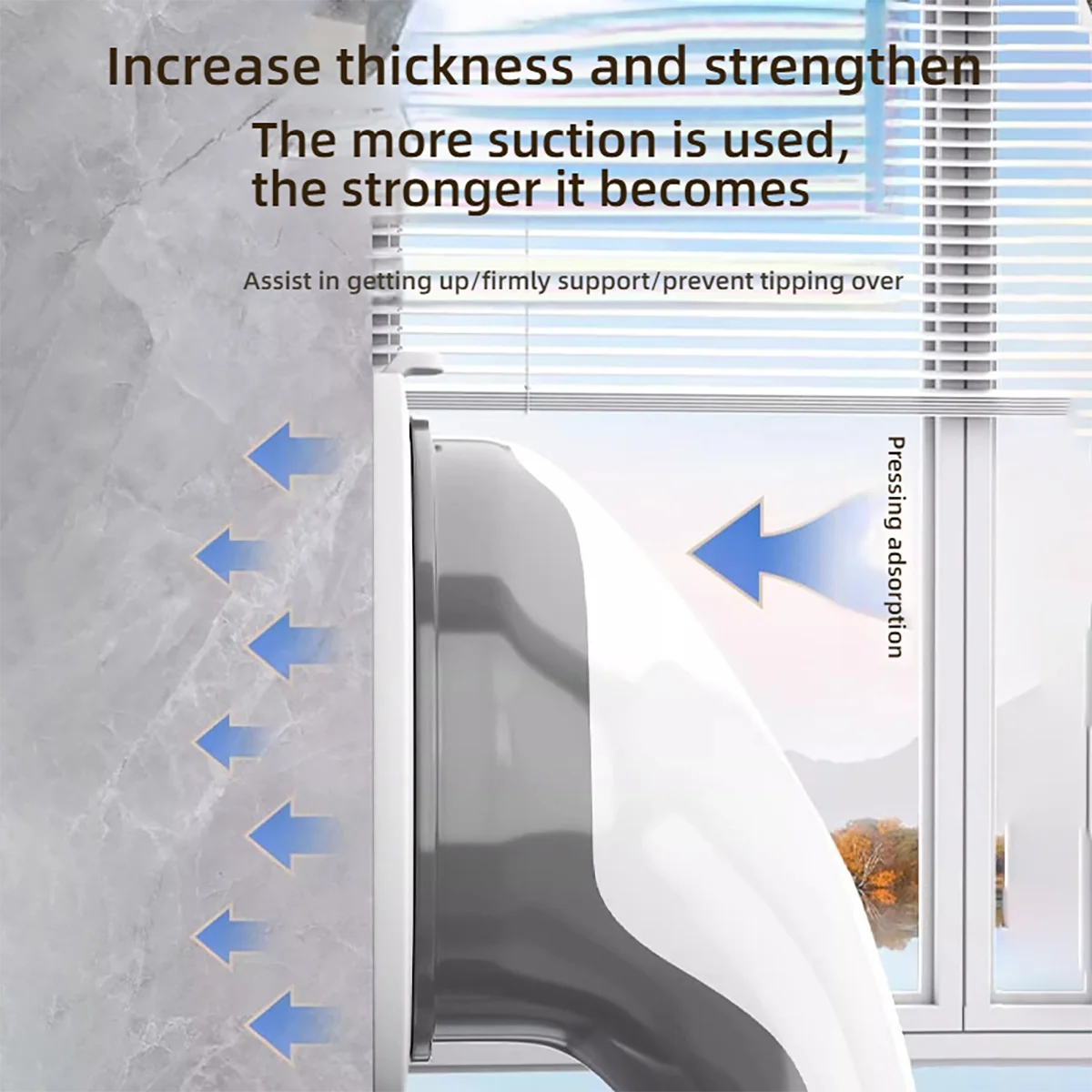 Nail-free suction cup handrail suction wall glass door handle bathtub shower handle handrail disabled elderly safety handle