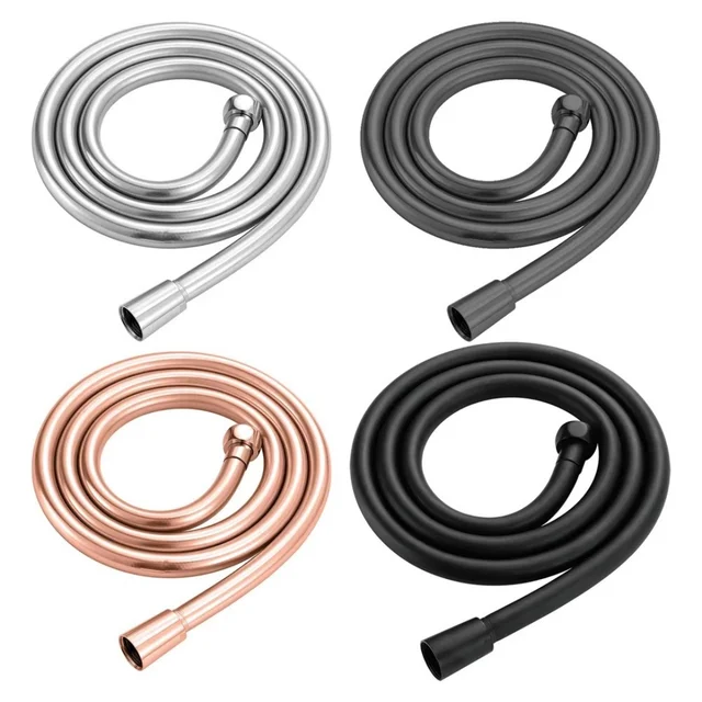 สายฝักบัวสีเทา 1.5 เมตร สายฝักบัวแบบยืดหยุ่นเคลือบนิกเกิล สายฝักบัวพีวีซียาวสีทอง สายต่อท่อฝักบัวในห้องน้ำสีทองขัดเงา สายประปาสีทองขัดเงา 1