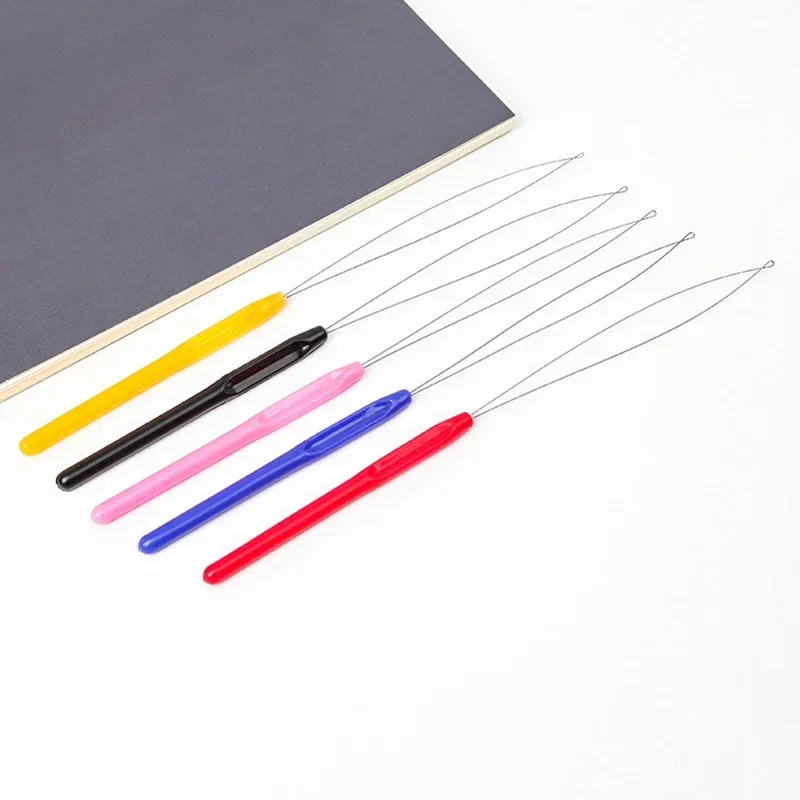 Plastic Handle Hair Extension Tufting Threader Beader Wig Crochet Tool Supplies Needle Piercer, Lead Wire, Wig Crochet Hook