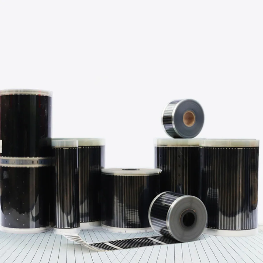 Graphene Electrothermal ฟิล์มไฟฟ้าเครื่องทำความร้อน PTC เครื่องทำความร้อนแผ่น12/24/36/220V 140/240/640W/M2 Width12/20/33/43/50ซม.ขนาด 1