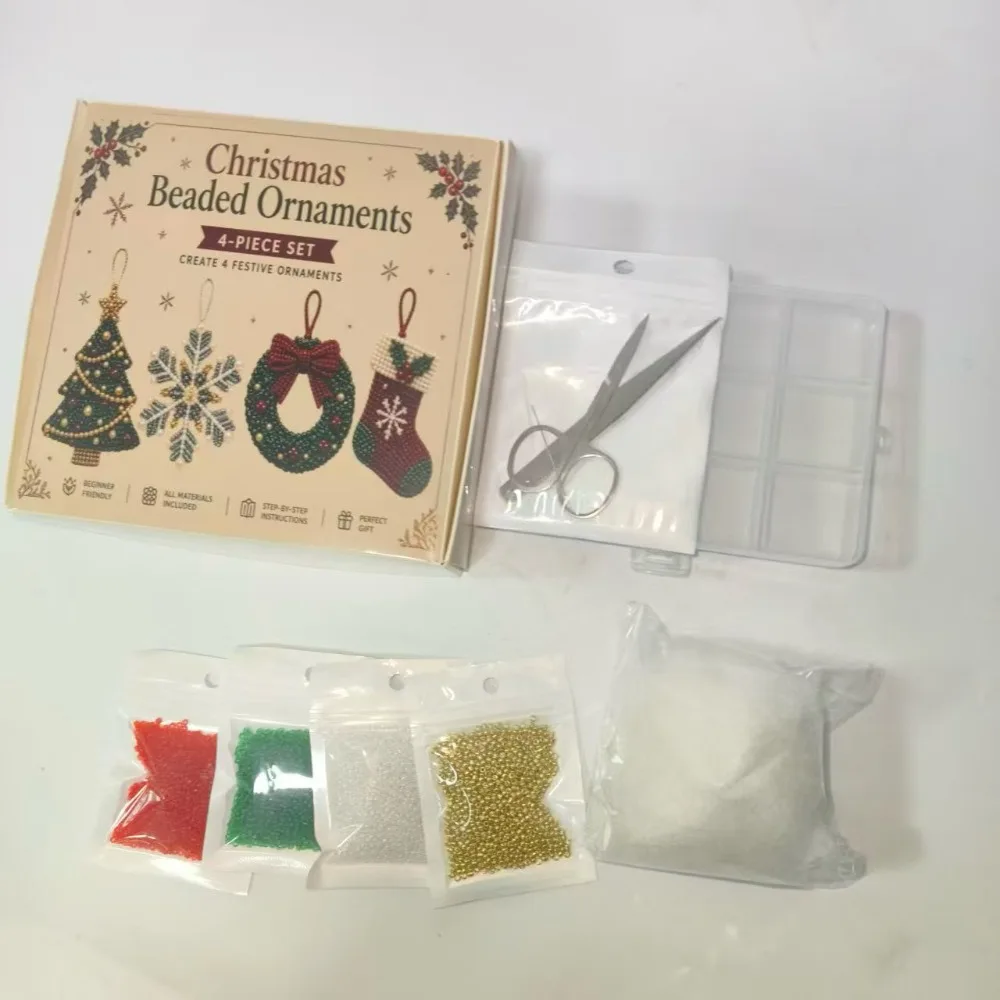 Holiday Beaded Ornament Craft Kit - DIY Festive Decor Gift Set