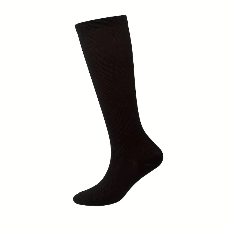Unisex Knee-High Compression Sports Socks - Breathable Support for Yoga, Marathon, Cycling, and Football