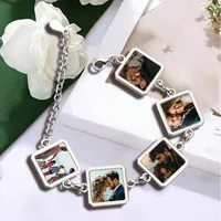 Bracelets personnalisés avec 5 photos, bijoux avec pendentif photo personnalisé, bracelet avec pendentif logo, cadeau commémoratif significatif 4