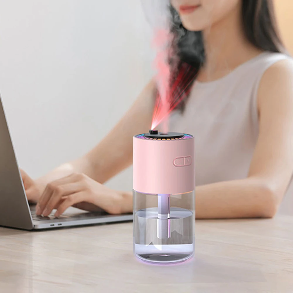 Luminous Humidifier Rechargeable Car Air Humidifier with RGB LED Light 280ML Desktop Water Supplement Spray for Bedroom Home Car