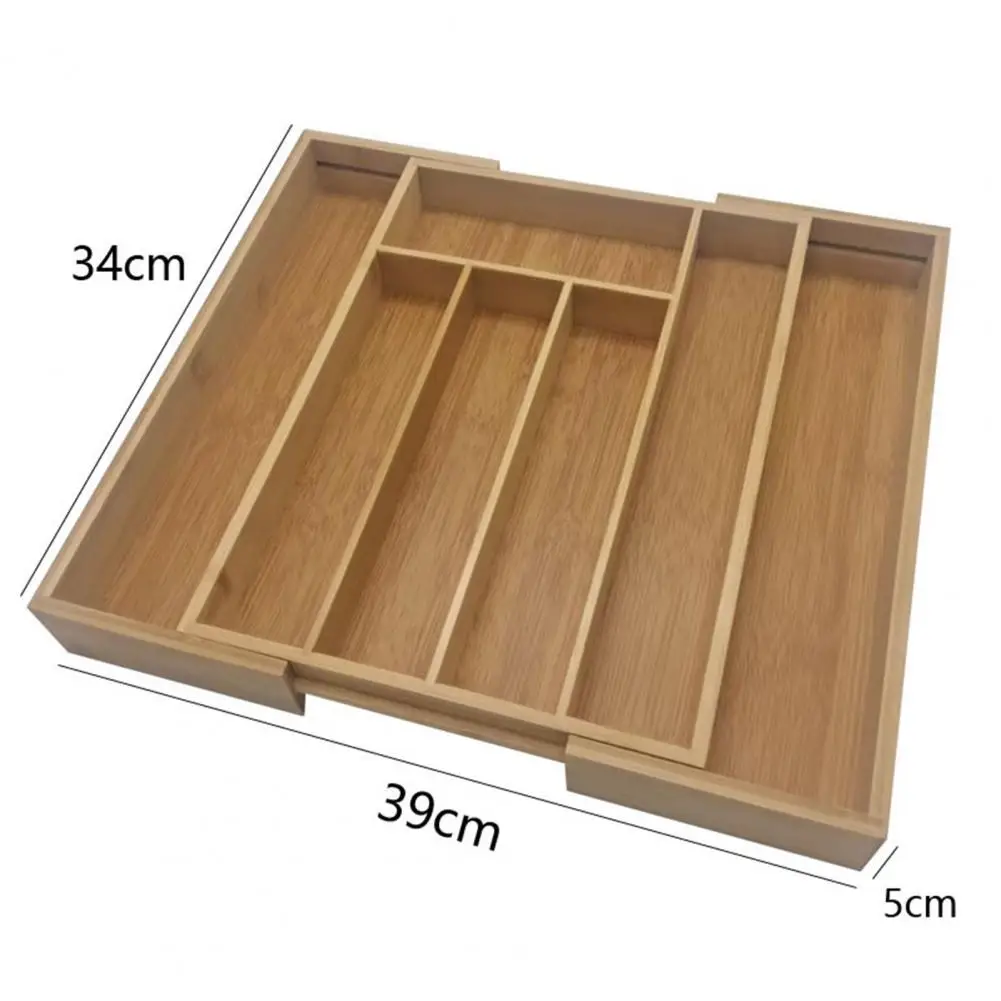 Bamboo Drawer Organizer 5-7 Compartments Adjustable Width Kitchen Utensils