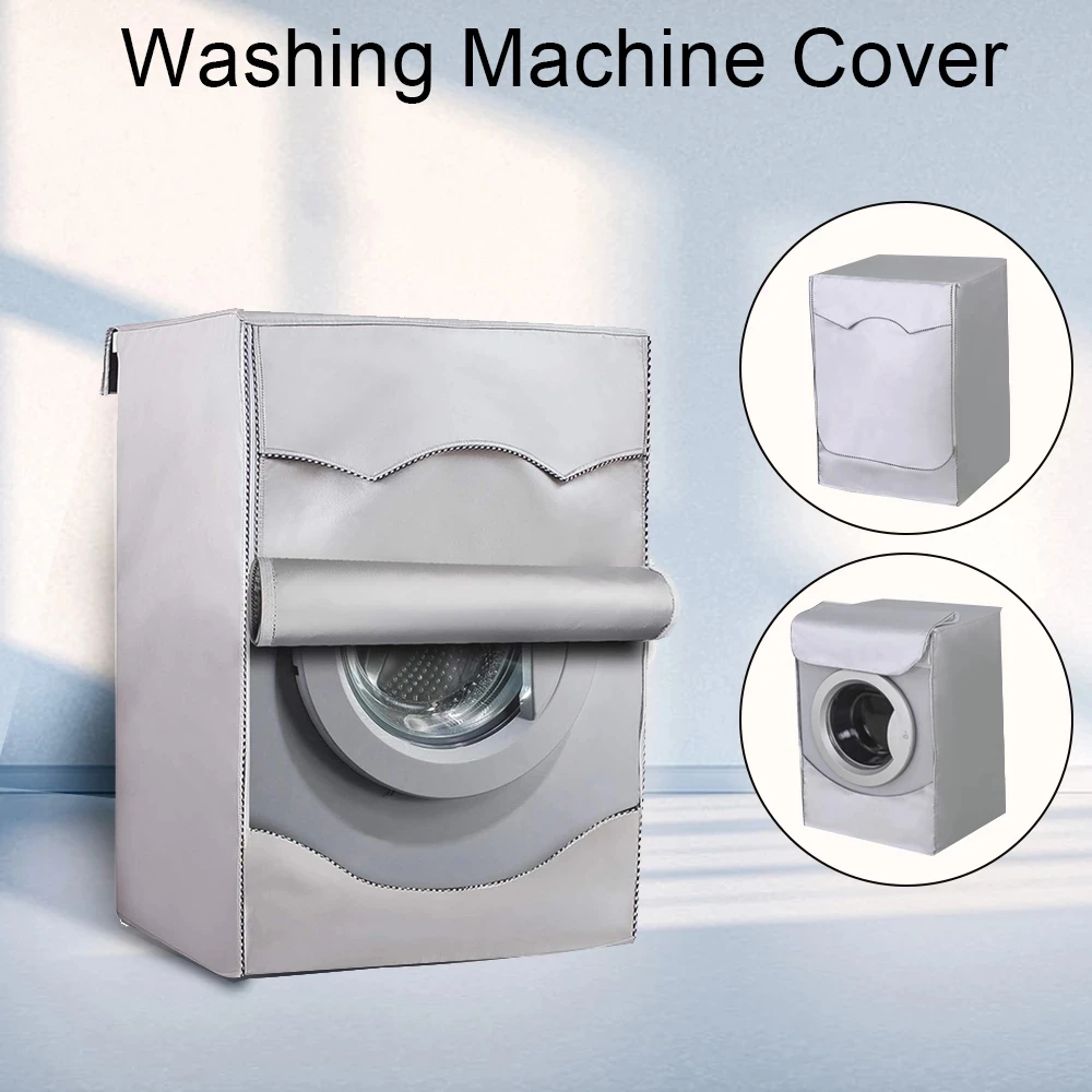 Description Picture 4 of itemWasher-dryer cover Washing machine cover Polyester waterproof front load sunblock laundry silver coated dust cover