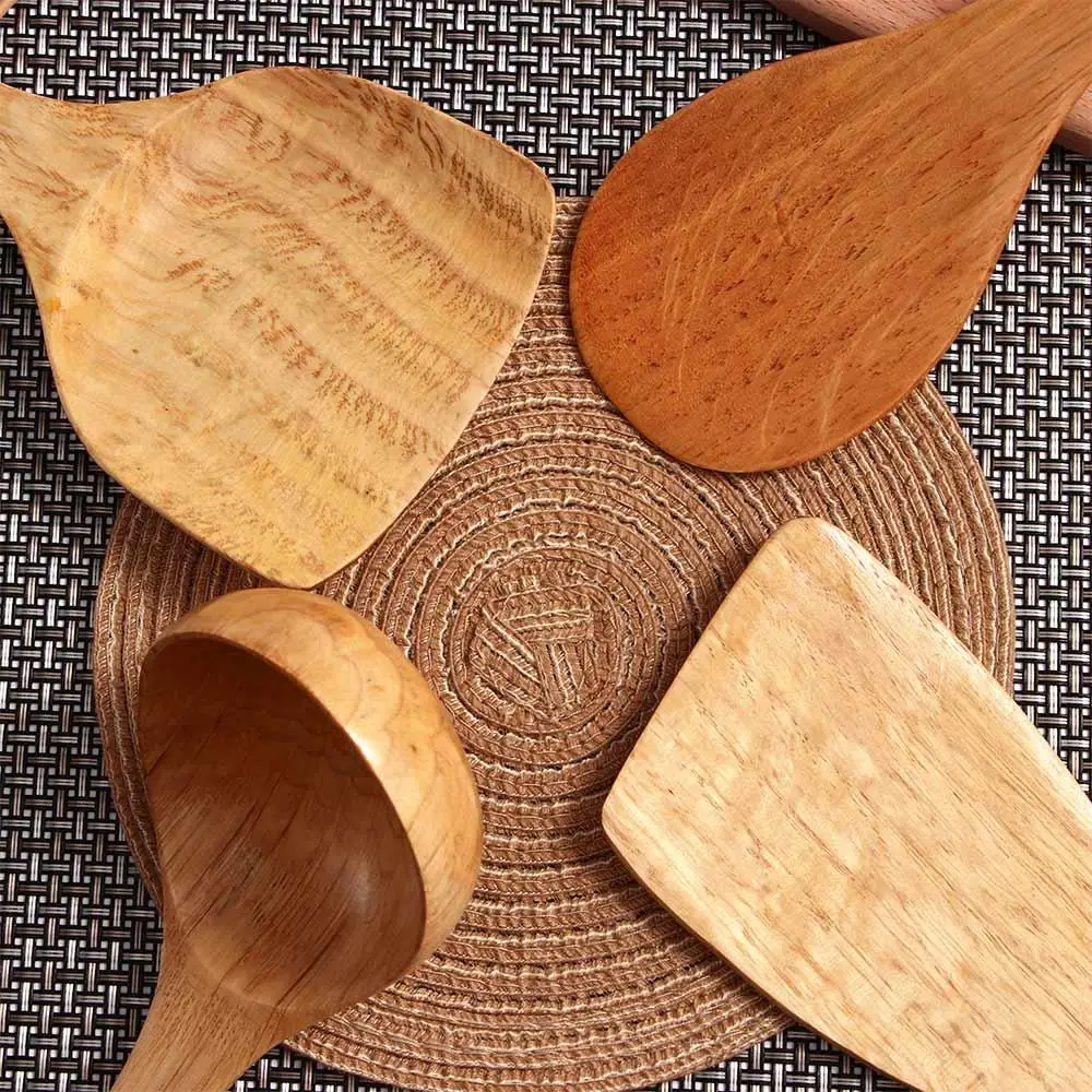 Long Wooden Cooking Rice Spatula Scoop Kitchen Utensil Non-stick Hand Wok Shovel Home Cooking Tools