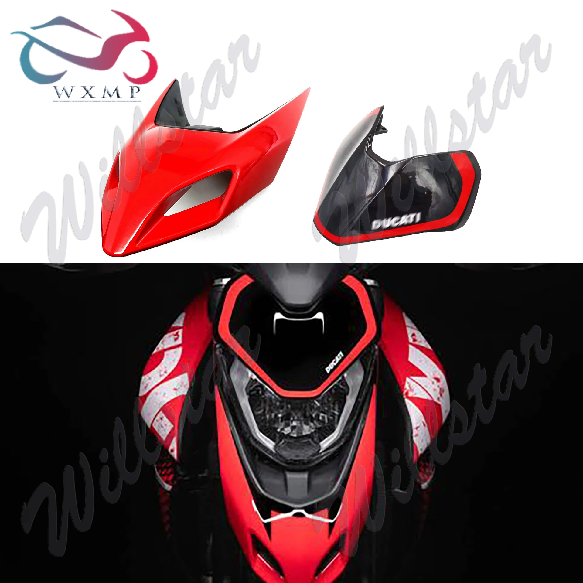 

Black&Red Front Nose Headlight Fairing Panel Cowls For Ducati Hypermotard 950 2019-2021