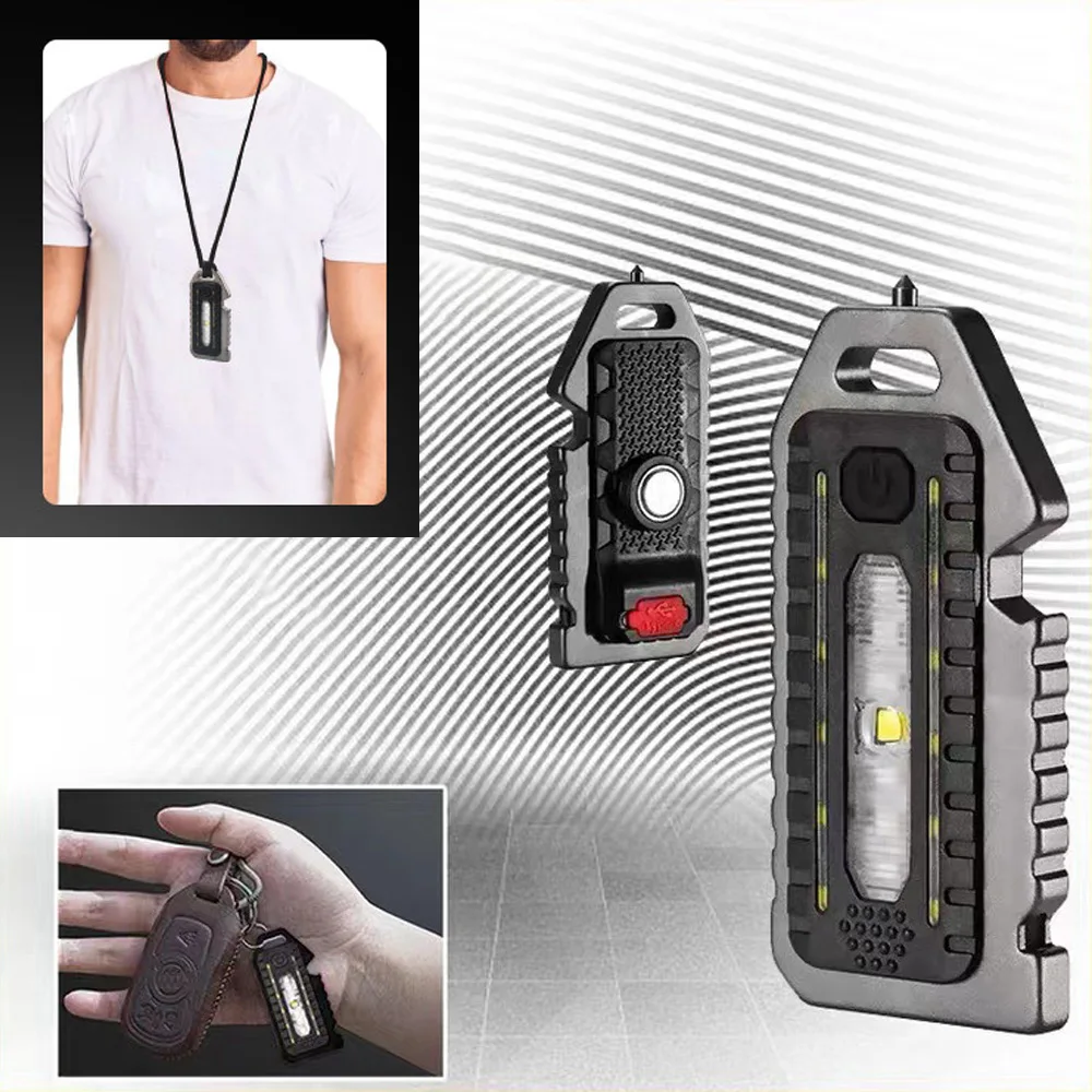 

Keychain Mini Flashlights Linterna Usb Led Light Selfdefense Multifunctional Portable Rechargeable Built In Battery For Outdoor
