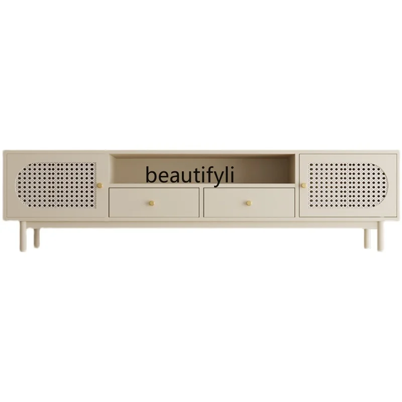 

CXH Combination Modern Simple Small Apartment Side Cabinet Floor Rattan TV Stand