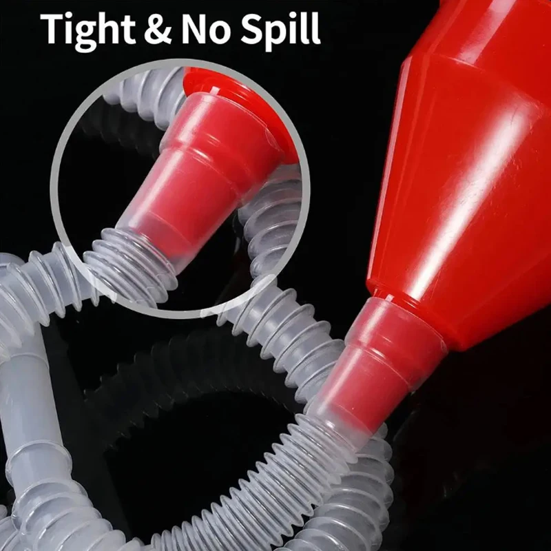 Large Diameter Flexible Fuel Funnel, Extended Hose Fixing Clamp Oil