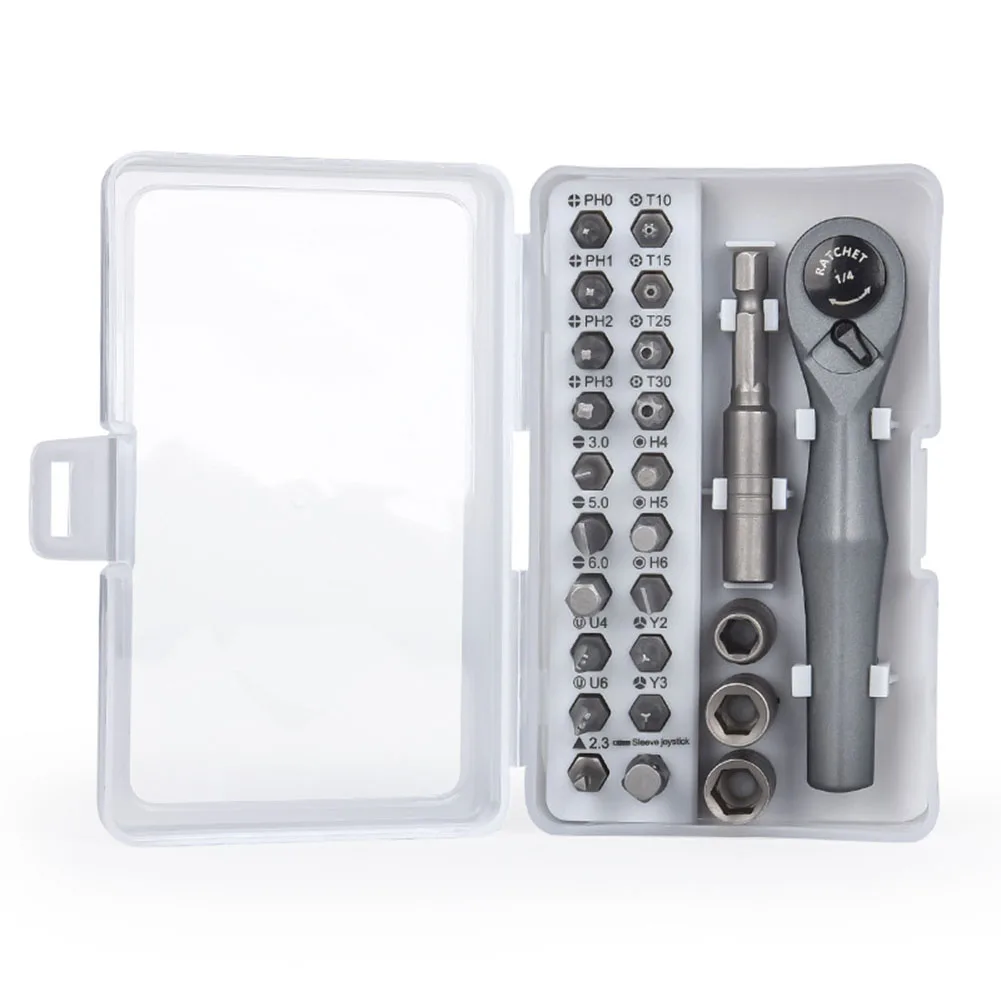 

25-In-1 Screwdriver Set Magnetic Bits Ratchet Wrench Screwdrivers Kit DIY Tool