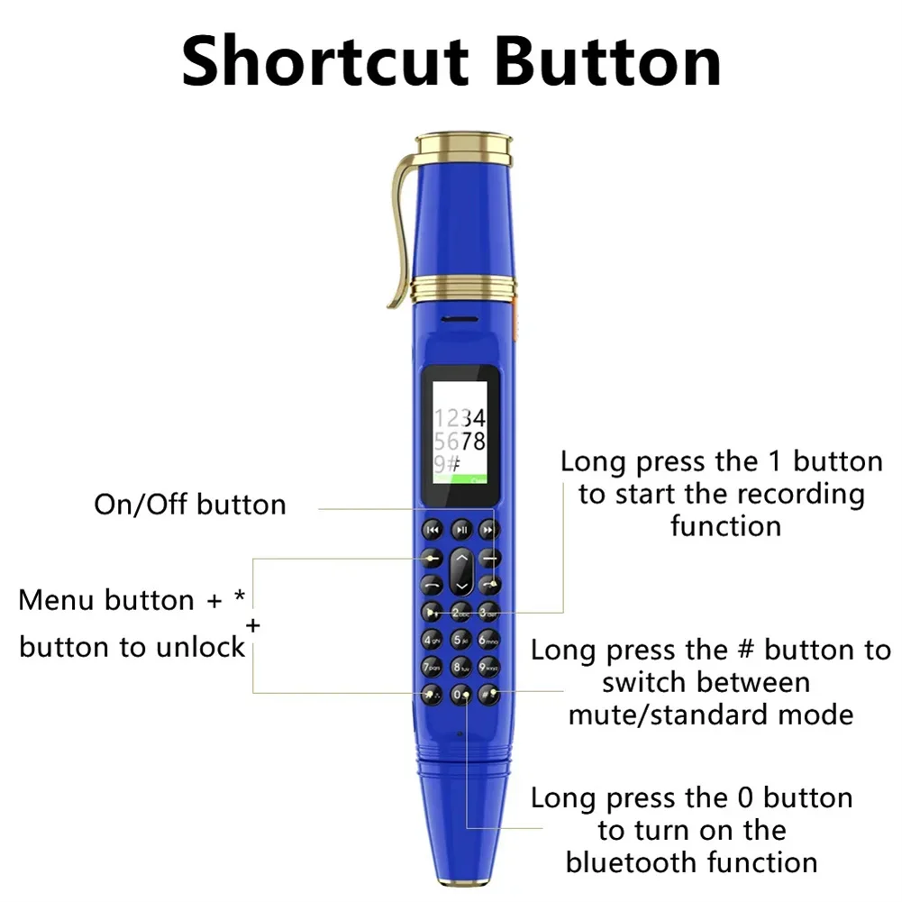 BM111 Mini Cell Phone Pen Fan Dual Card Dual Standby 0.96 Inch Dialer Recorder 1800mAh Battery mobile phones