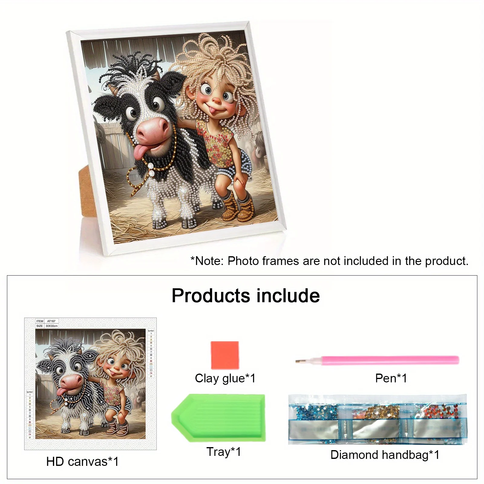 DIY Girl and Cow 5D Special Shape Diamond Art Kits for Beginners Home Wall Decoration Gift