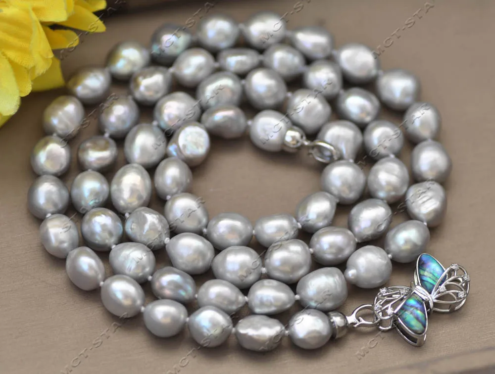 

Z13160 33" 12mm Gray Baroque Freshwater Pearl Necklace Butterfly