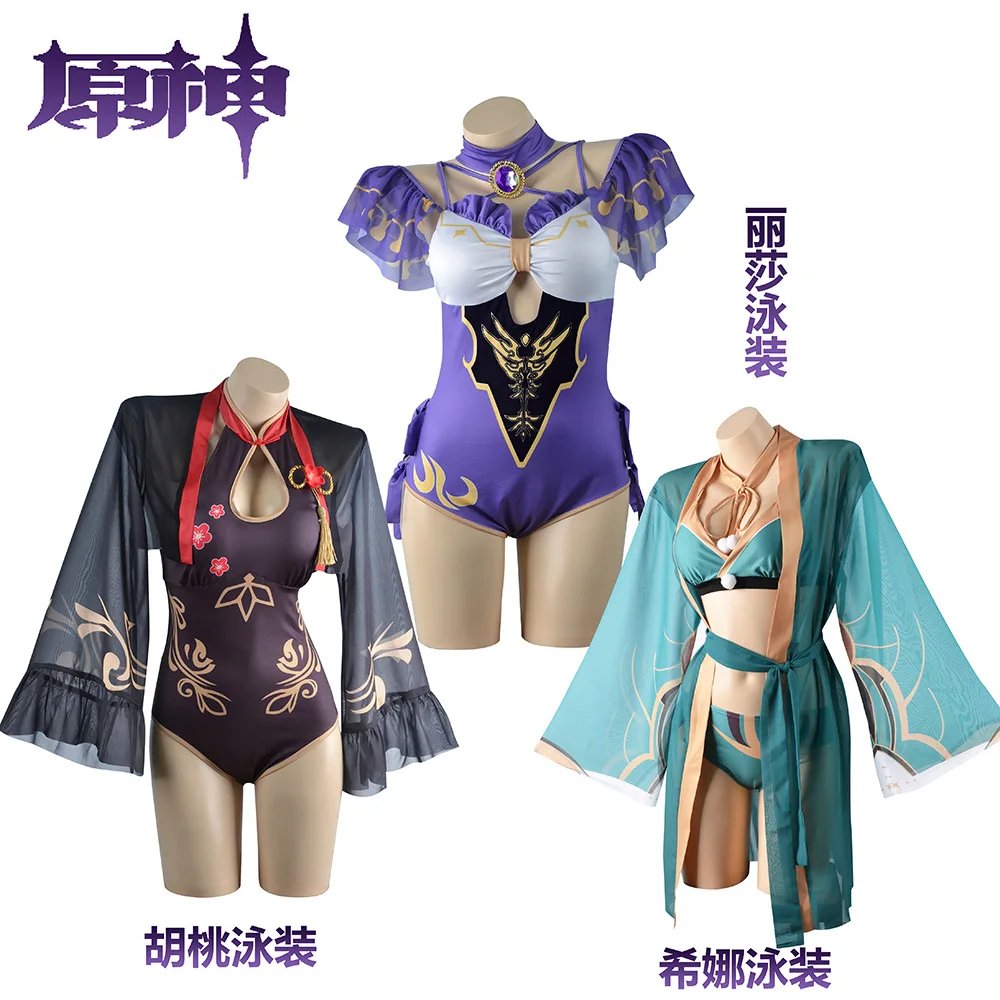 

Genshin Impact Cosplay Swimsuit Hina Lisa Hu tao Swimming Suit Game Anime Cosplay Women Sexy Bikini Bathing Suit Underwear