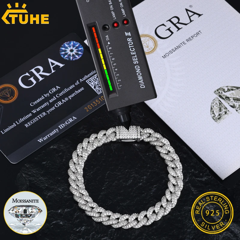 高品質アイスアウトキューバンリンク925スターリングシルバーモアサ