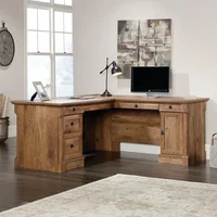 L-Shaped Desk, Vintage Oak finish Office Furniture Sets 1