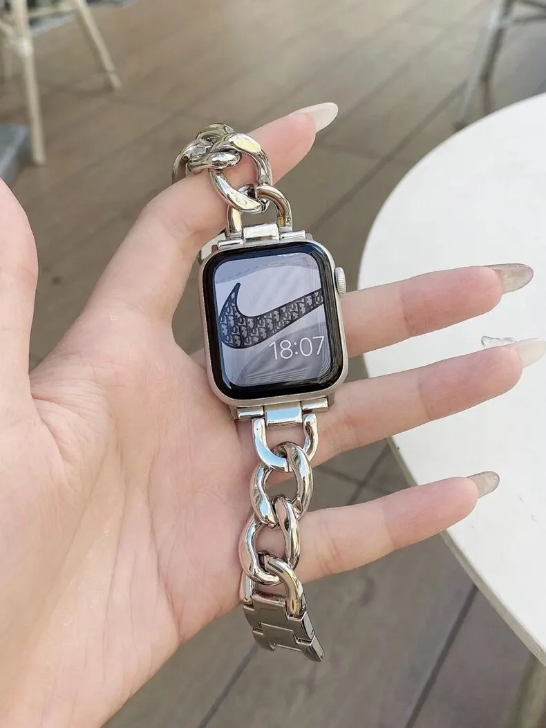 Sleek Metallic Chain Watch Strap