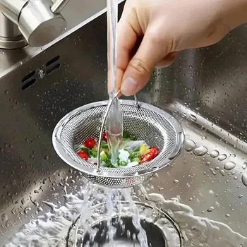 Stainless Steel Kitchen Sink Strainer with Handle RV Dishwasher Waste Basket Filter for Restaurant Bathroom or Home Drain Hopper 1