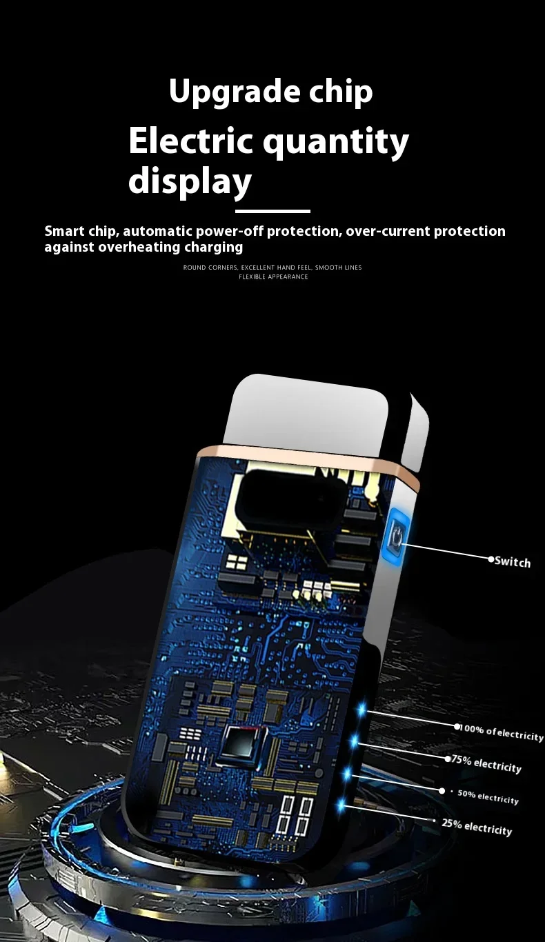 Description Picture 6 of itemNew Laser Induction Electric Double Arc USB Lighter Outdoor Windproof Metal Pulse Plasma Lighter LED Power Display Men's Gift