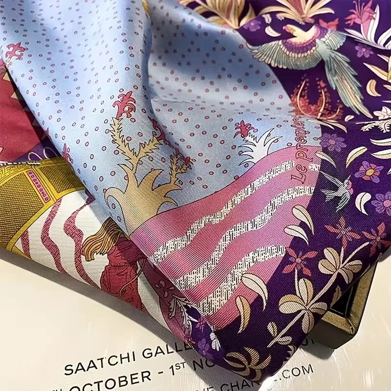2025 Nuova stampa floreale Sciarpa quadrata Donna Morbido raso Fazzoletto Fascia per capelli Testa Hijab Fascia Foulard Borsa Nastro Cravatte  200000297