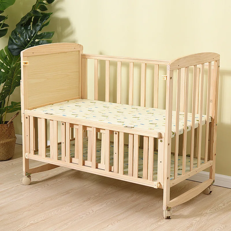 Solid wood crib, multifunctional baby bed, children's bed, cradle mosquito net, support one piece
