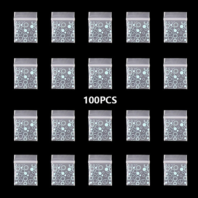 100 Pcs Small Ziplock Bags Smile Skull Pattern Portable Storage Pouch Transparent Seal Bag Baggie Accessories images - 6