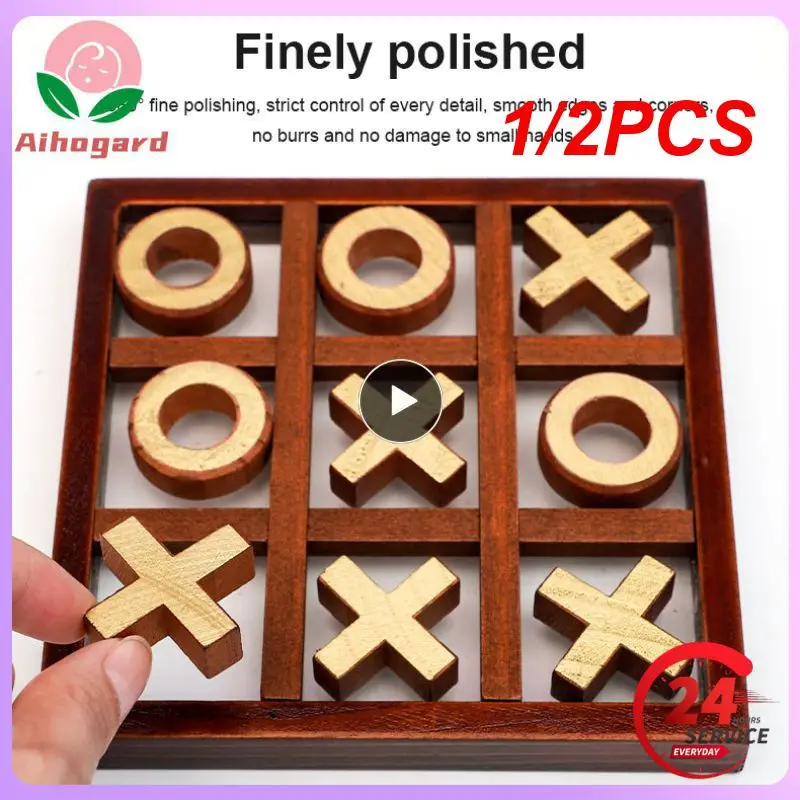 

1/2PCS Wood Board Game Toy Leisure Parent-Child Interaction Game Noughts And Crosses Game Wooden Board Puzzle Game Educational