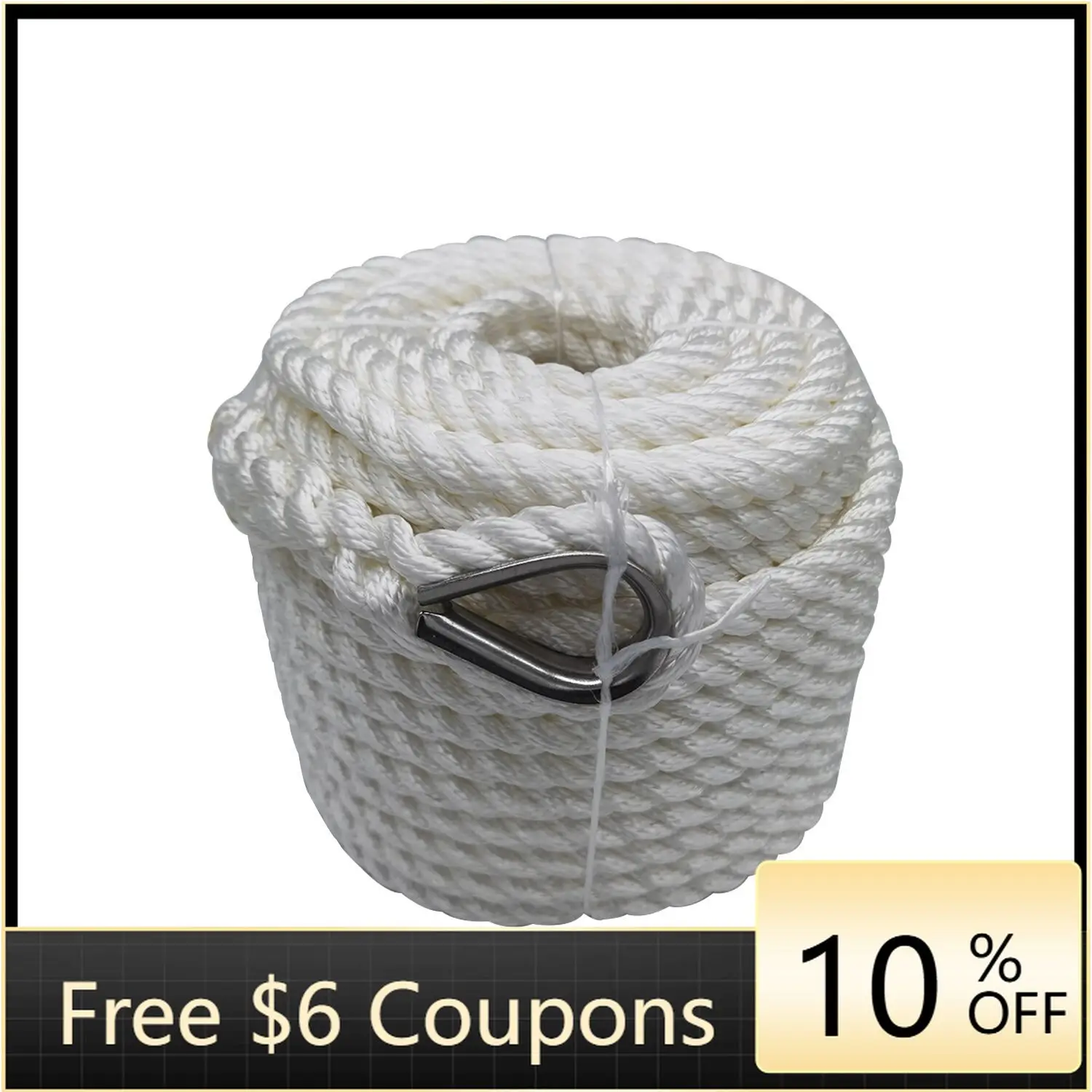 BBWSTSHENGHUI Three-Strand Braided Nylon Anchor Rope/Line with Thimble ...